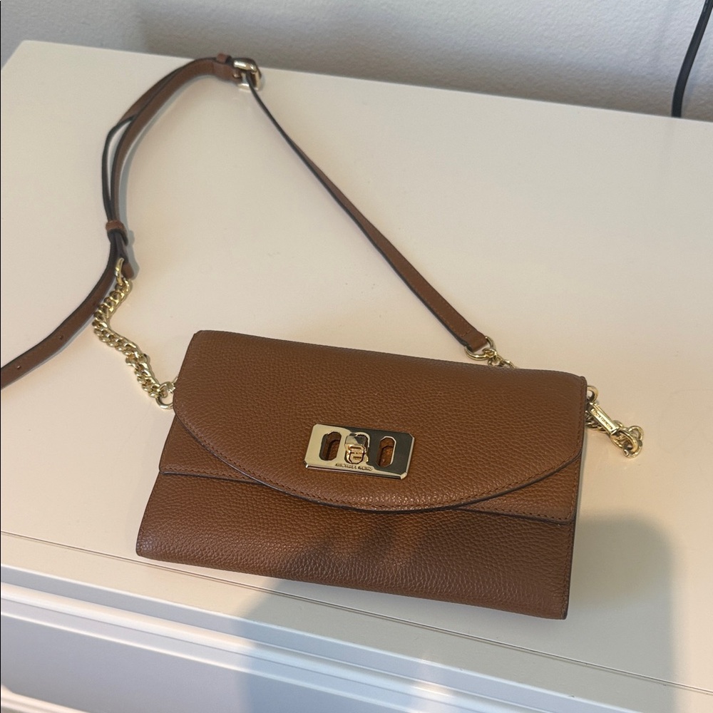 Michael Kors Brown Crossbody Bag with Gold Accents
